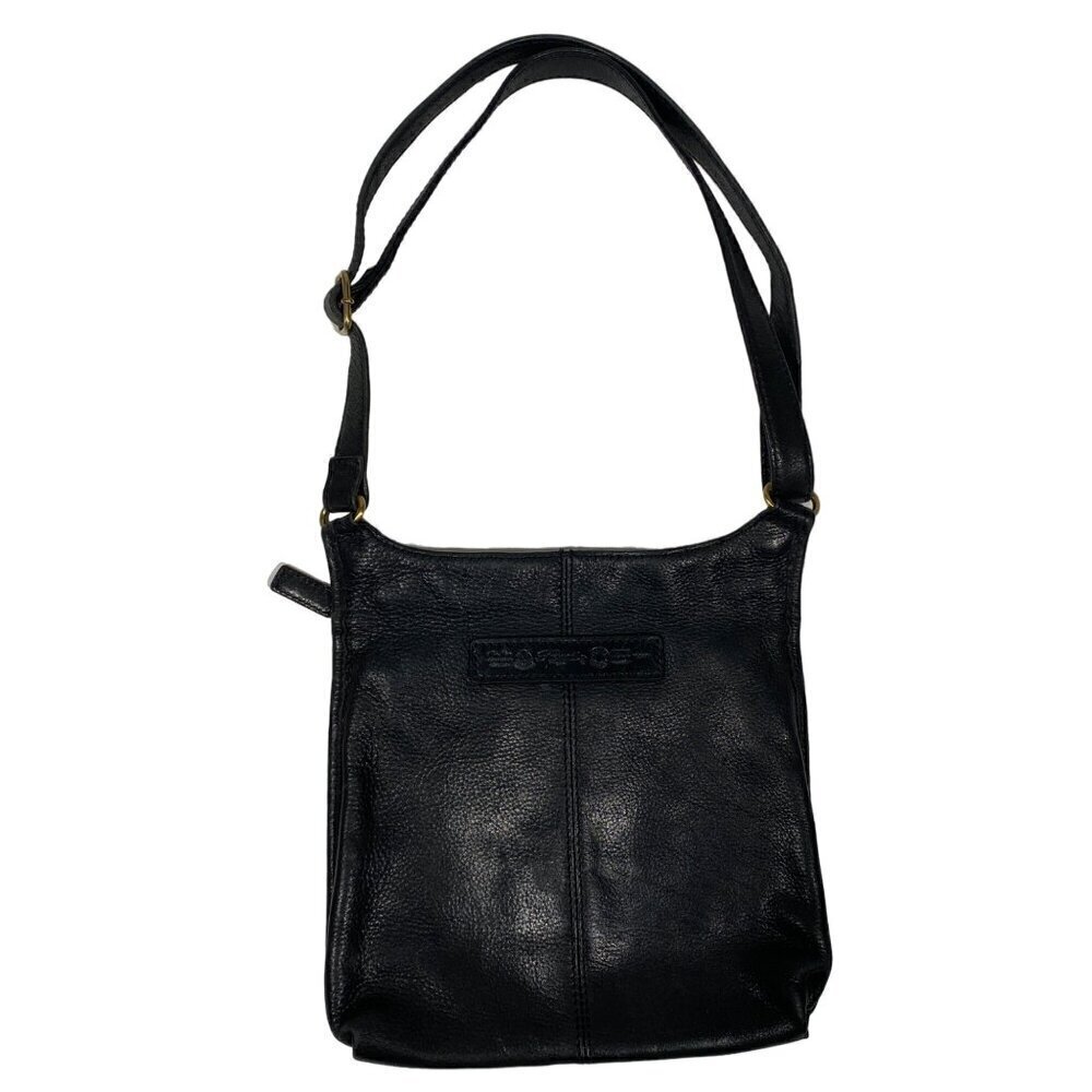 Vintage Y2K Fossil crossbody shoulder bag soft pebbled leather black minimalist